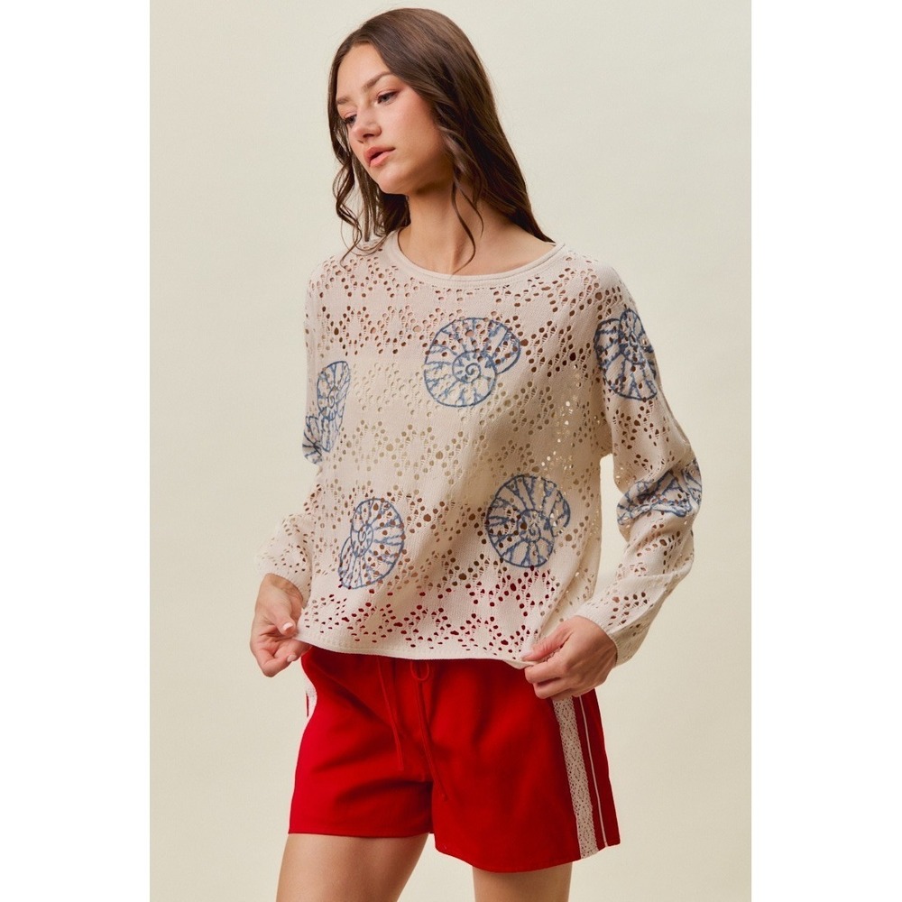 SO ME Seashell Lightweight Sweater Top - Medium - Picture 14 of 16